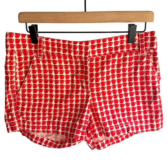 J Crew Classic Chino Mini Delicious Apple Print Shorts Women's Size 4 - Picture 2 of 8